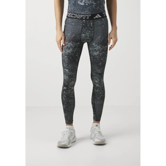 adidas Men's Long Performance Tights Tech-Fit Moisture Wicking Black Multi S - Picture 7 of 10